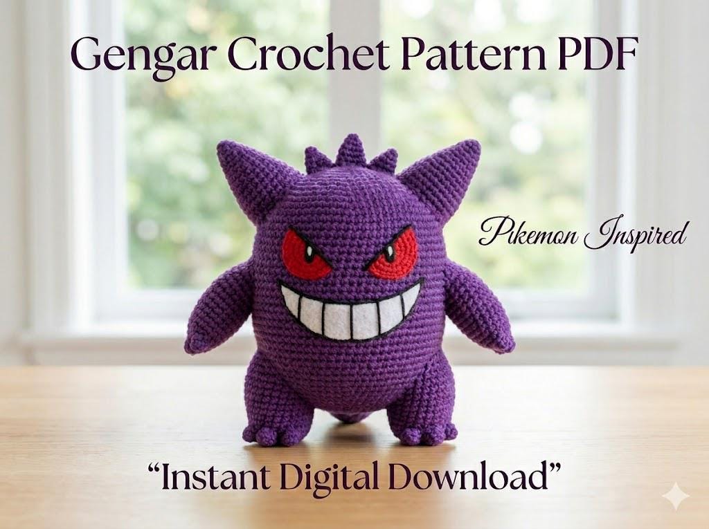 30 Anime Crochet Patterns to Stitch Your Favorite Characters, Plushies, and Fan-Favorite... 16 Gengar Pokemon Amigurumi Plush Pattern