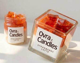 Handmade Dessert Scented Soy Candles – Fruit, Floral, Strawberry Latte Options