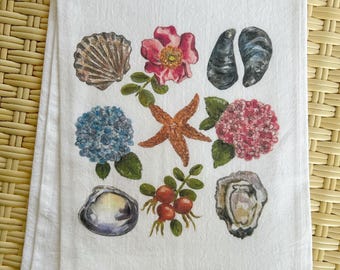 New England Summer Kitchen Towel-white