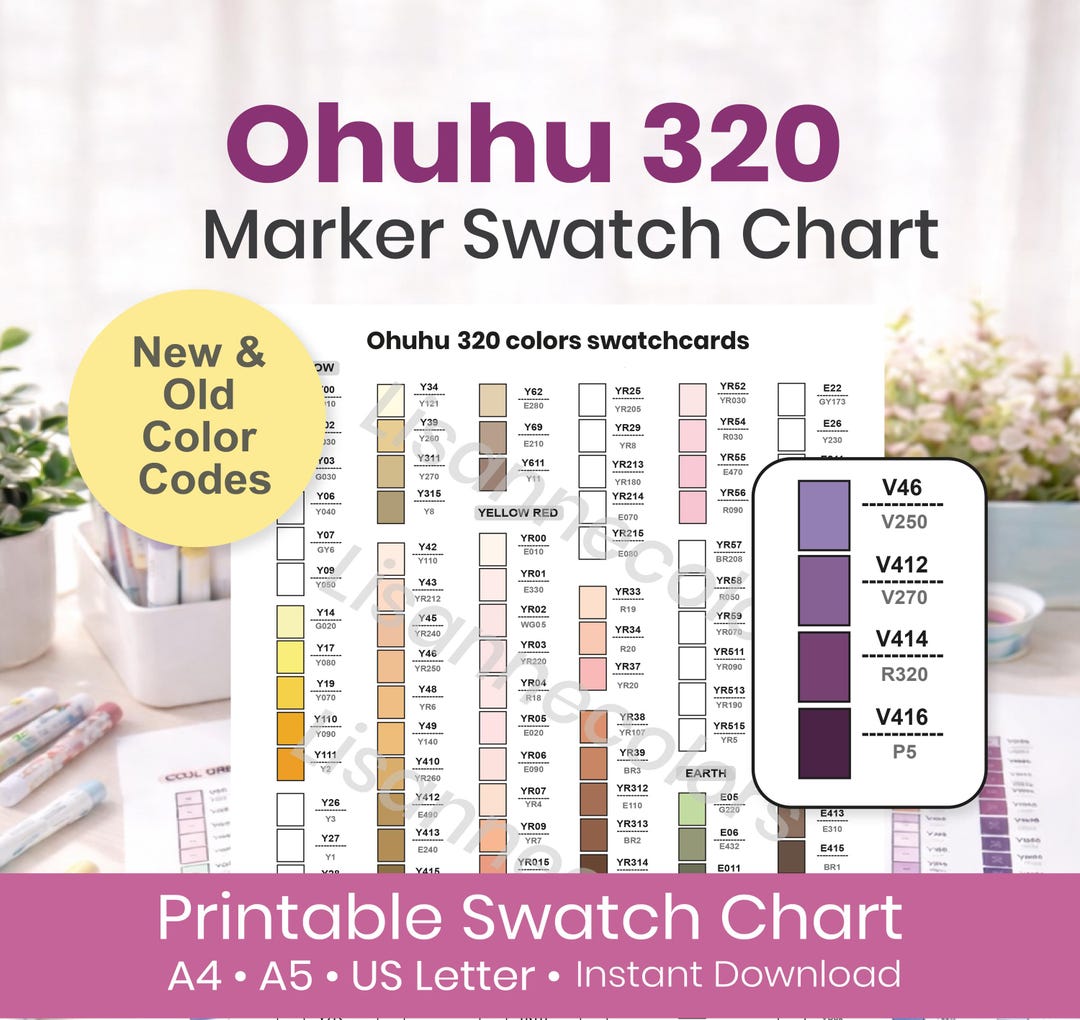 320 Color Chart Ohuhu Honolulu B 320 Color Swatch Chart | Old & New Color Codes ...