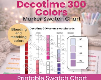 Decotime twinmarkers 300 Color Swatch Chart | Alcohol Marker Swatch Sheet | Printable Marker Organizer | Decotime Marker Color Chart | A4 A5