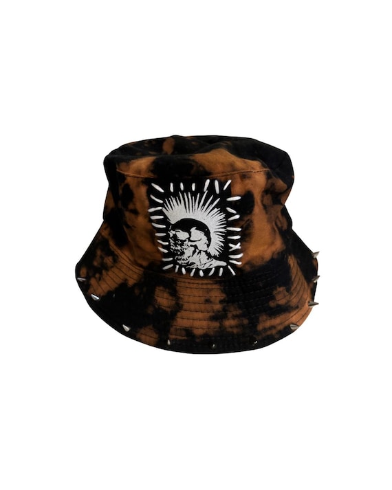 Patchwork Bucket Hat – Handmade Alternative Streetwear Hat - The Exploited Inspired - Bleach Tie Dye - Custom Punk Clothing