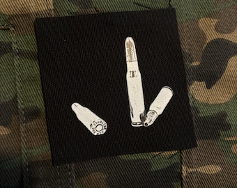 ライフル弾パッチ - .308s - パンクバトルベストパッチ - オルタナティブアパレル - キャンバス縫い付けパッチ - クラストパンク - バトルジャケット