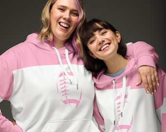 Sudadera unisex rosa con capucha de fútbol