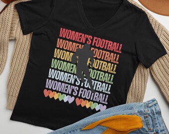 Camiseta de fútbol femenina de corte relajado con cuello en V.