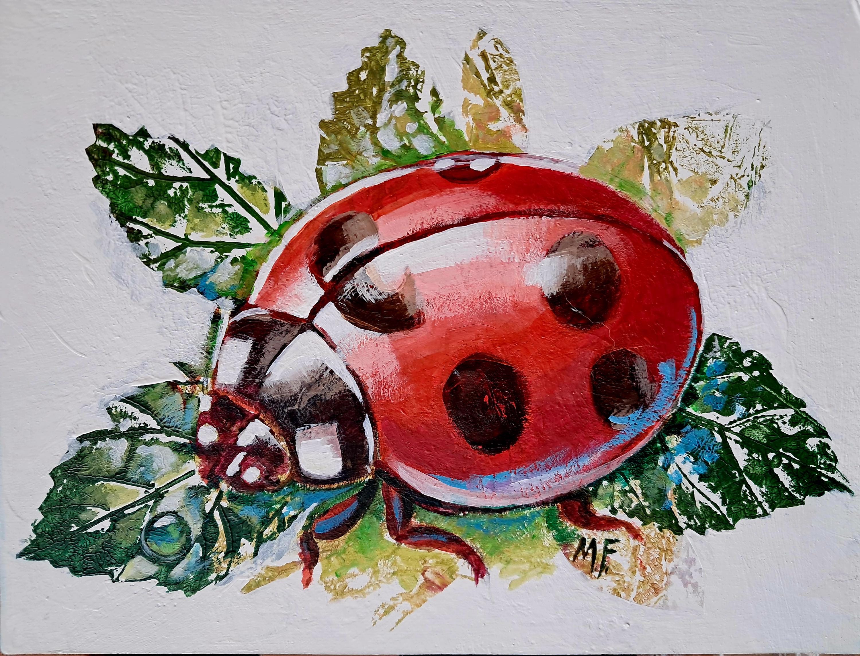 Mela Con Coccinella Portafortuna In Vetro Fatto A Mano, Altezza 2 Cm, Giallo E Rosso - 2