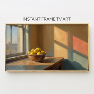 Bodegón de limones, luz de ventana de cocina, cuadro de TV (descarga digital)