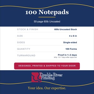 Custom Notepad Design and Printing | 100 pads 60lb uncoated 50 sheets image 5