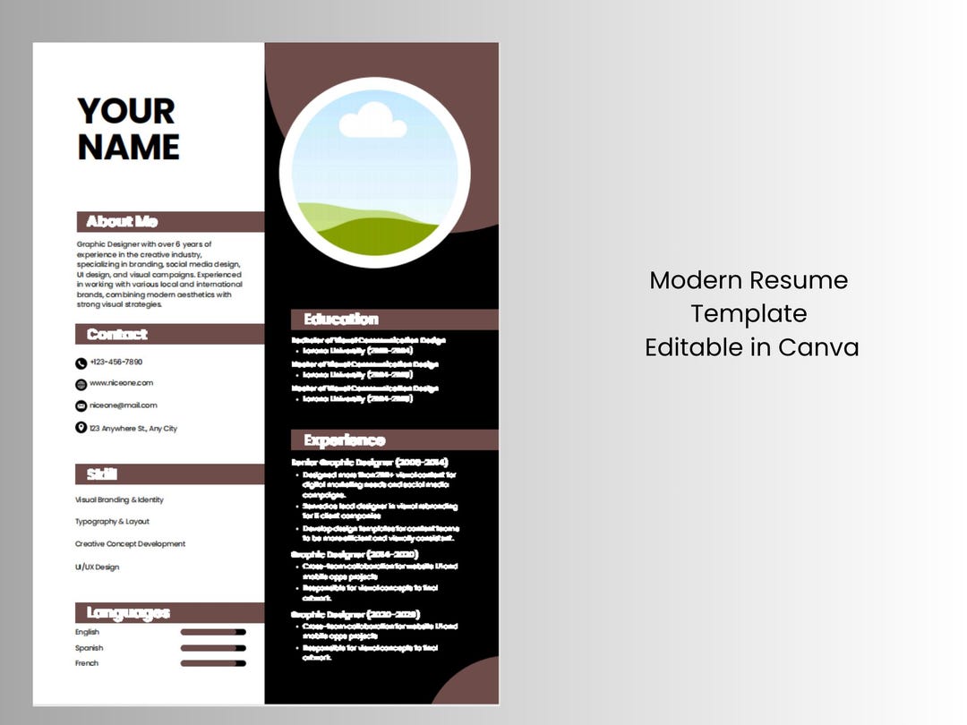 Minimalist Resume Template Canva | Elegant CV Design for Creative ...