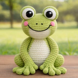 Patrón de rana amigurumi a crochet en PDF / Lindo peluche de rana sentada / Patrón de animal a crochet / Rana de peluche DIY / Descarga digital