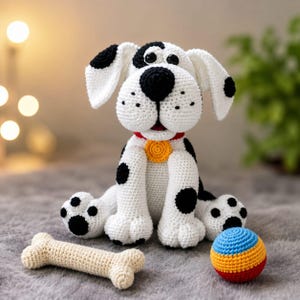 Dotty Dog Crochet Pattern PDF, Cute Puppy Amigurumi Tutorial, Stuffed Dog Plushie Pattern, Easy Crochet Toy Download