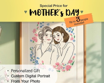 Custom Family Portrait Illustration | Mother's Day Gift (Digital Download)