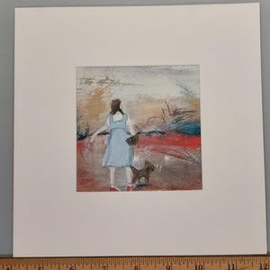 Abstract colorful painting of Dorothy and Toto