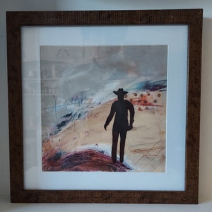 Small framed oil painting Original cowboy art