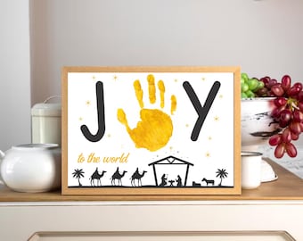 Christmas Nativity Handprint Art Printable, Kids Christmas Keepsake Craft, Sunday School Activity, Baby Handprint Keepsake, DIY Xmas Art