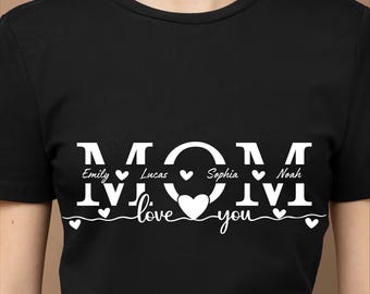 Mom Monogram SVG, Custom Name Mom Design, Mother’s Day Gift for Mom, Love You Mom Shirt Design, Printable Digital Download