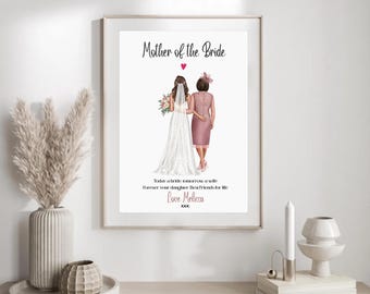 Personalized Mother of the Bride Gift, Custom Wedding Keepsake for Mom, Emotional Daughter to Mum Gift, Printable Wall Art, Last Minute gift