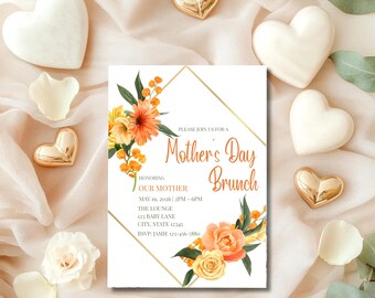 Floral Mother's Day Brunch Invitation, Garden Party Invite Template, Printable Mom Celebration Invite (Digital Download)