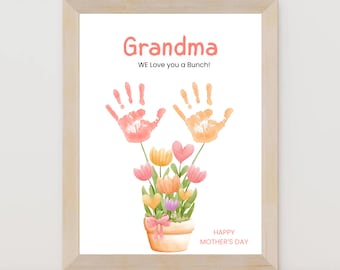 Personalized Handprint Flower Art for Mother’s Day , Grandma Gift, Printable Baby 1st Mother’s Day Keepsake, Mom DIY Craft, Instant Download