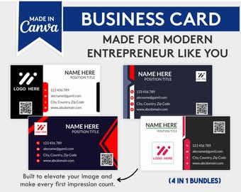 Minimalist Business Card Template, Editable Canva Design (Instant Download)