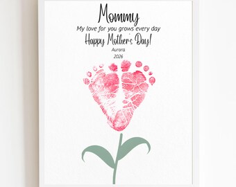 Printable Footprint Flower Keepsake | Mother’s Day Baby Art Gift from Baby | Baby Footprint Art | DIY Gift for Mom | Instant Download