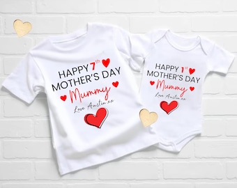 Personalized First Mother's Day Shirt Design, Fully Editable Canva Template, Baby Bodysuit PNG SVG, Custom Mom Gift from Baby