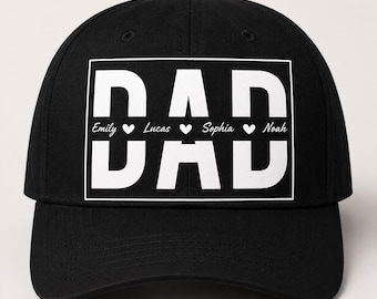 Personalized Dad Hat PNG SVG | Custom Dad Hat Design with Kids Names | Father’s Day Gift for Dad | Dad Birthday Gift | Papa Christmas Gift