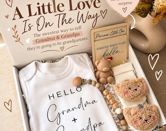 Pregnancy Announcement Gift Box for Grandparents, Grandma & Grandpa Reveal Gift, New Baby Announcement Keepsake