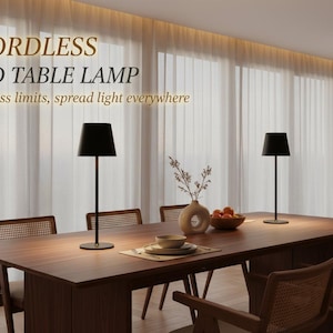 Cordless Table Lamps Set of 2 – Rechargeable LED Touch Lamps, Modern Dining & Bedroom Ambient Lighting Decor