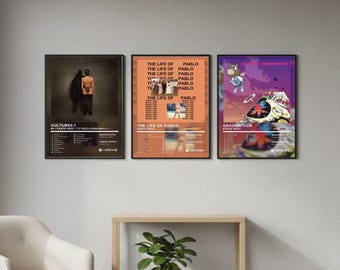 Kanye West Poster | Cover-Artwork zu „Vultures 1“, „Life of Pablo“ und „Graduation“ | UNGERAHMT