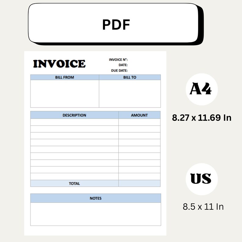 Editable Invoice Template | Small Business Billing (PDF, Word, Excel ...
