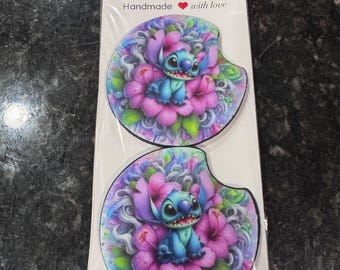 Floral Car Coasters  Stitch Set | Purple Flower Stitch Design
