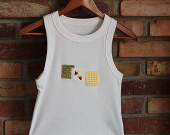 Strawberry Patches Patchwork Tank, Yellow Gingham