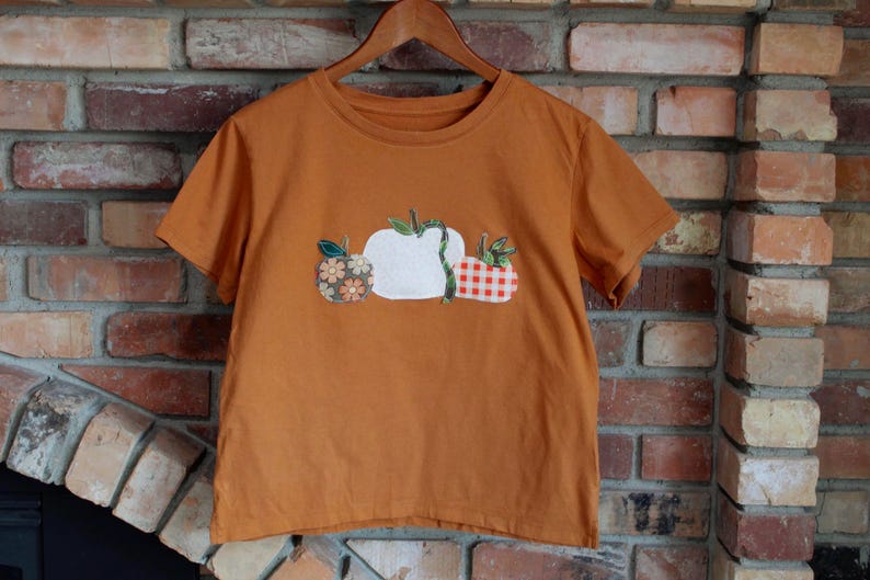 T-shirt automne patchwork citrouille image 1