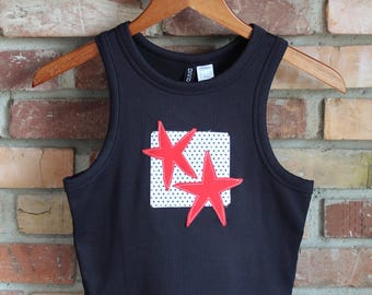 Stars Patchwork Tank, Black