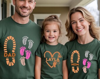 Personalized Dad Footprint Tee, Custom Papa Name Family Father Day Shirt