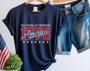 America 250 Anniversary T-Shirt, 4th of July Shirts, 1776 Shirts, 4th of July  Patriotic Shirt, USA Crewneck Tee, America Tee