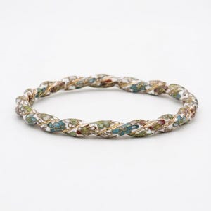 Vintage-Armreif aus gedrehtem Cloisonné-Emaille im chinesischen Stil | Farbenfroher Emaille-Metallschmuck | Einzigartiger Boho-Chic