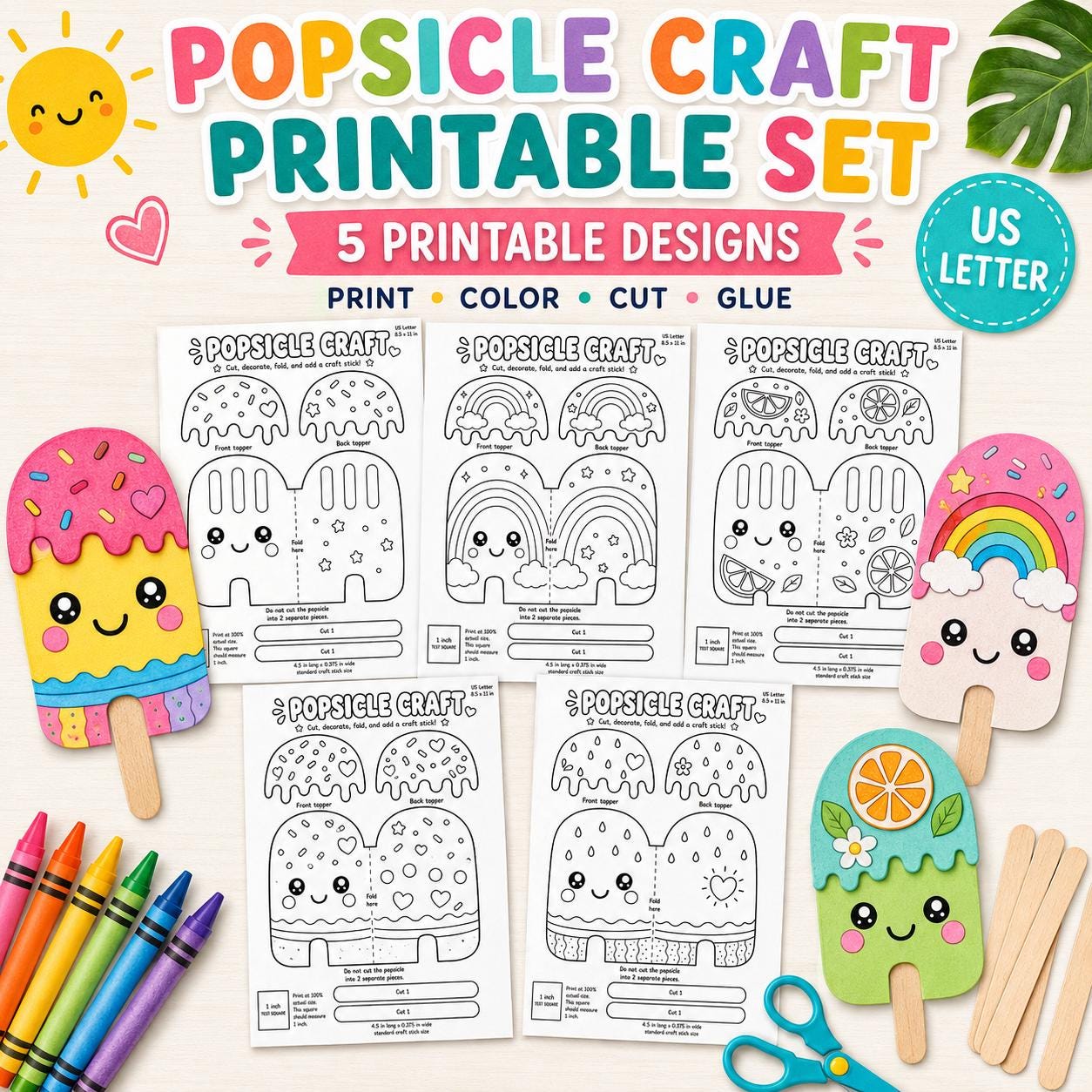 43 Dive into Fun with These Easy Popsicle Stick Crafts for Kids 32 Popsicle Craft Printable for Kids, Summer Cut and Paste Activity,…