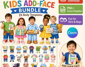Ajouter votre visage pour la fête des pères, modèle d'artisanat Photo pour enfants, cadeau de fête des pères en toile modifiable, imprimable PNG pour papa souvenir, garçons filles