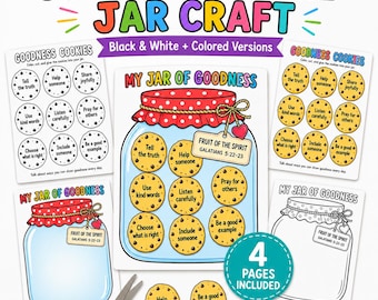Goodness Cookie Jar Craft for Kids, Fruit of the Spirit Printable, Galatians 5:22-23 Sunday School Bible Activity, Cut and Paste PDF