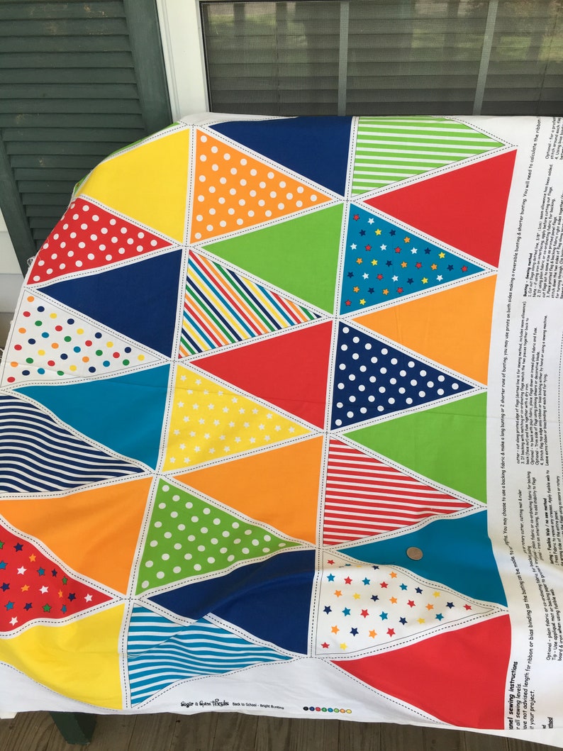 Bunting Fabric Panel DIY Bright Colorful Fun 44 Wide image 3