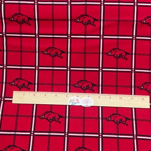 Arkansas Razorback Cotton Flannel 43” wide BTY - Sykel Licensed Razorback Print