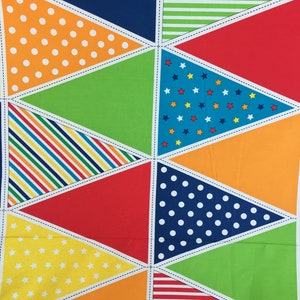 Bunting Fabric Panel DIY Bright Colorful Fun 44 Wide image 1