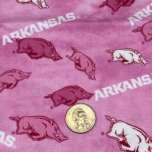 Arkansas Razorback Camo Cotton Fabric Fat Quarter Half and Full Yard Licensed Razorback Print