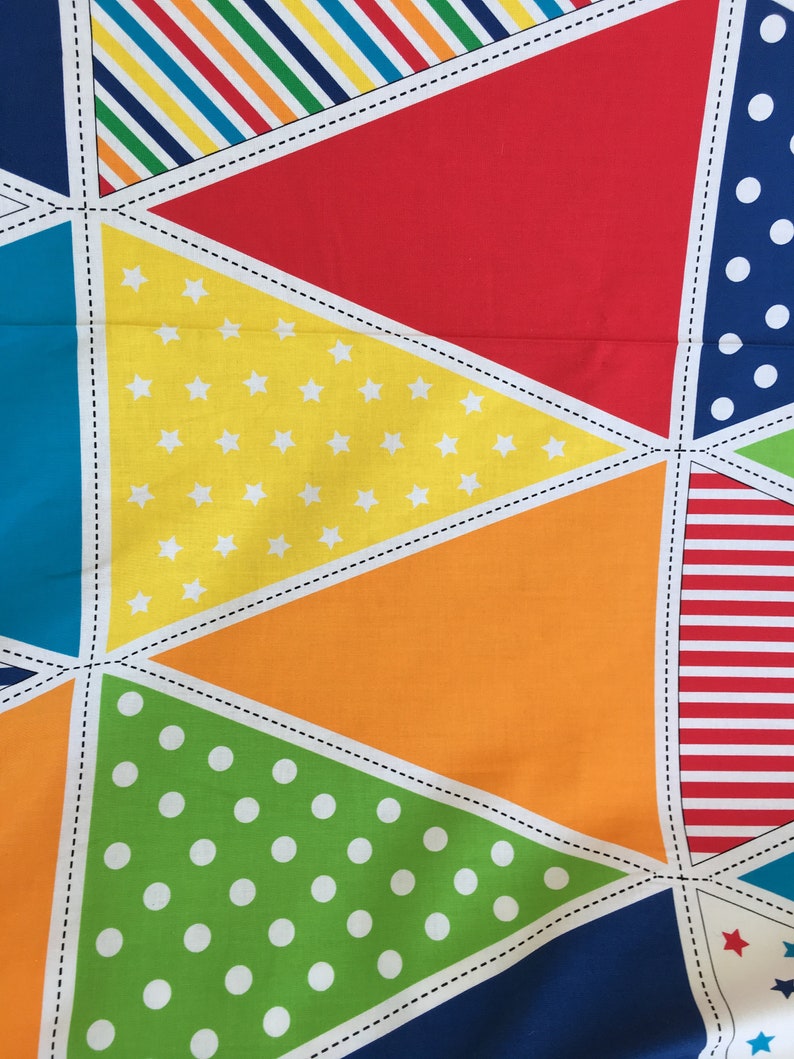 Bunting Fabric Panel DIY Bright Colorful Fun 44 Wide image 6