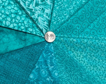 Caribbean Green Turquoise 9 Cotton Fabric Bundle Fat Quarter Half Yard and Yard Selection Quilting Sewing Assortment