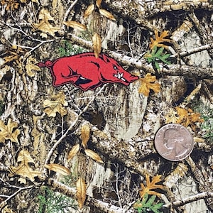 Arkansas Razorback Camo Cotton Fabric Half and Full Yard Licensed Razorback Print