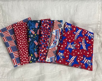 Patriotic Cotton Fabric Bundle Fat Quarter Half Yard and Full Yard Assortment