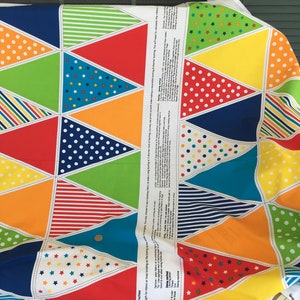 Bunting Fabric Panel DIY Bright Colorful Fun 44 Wide image 4